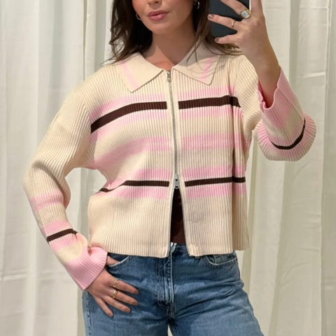 Striped Zip Cardigan Clara