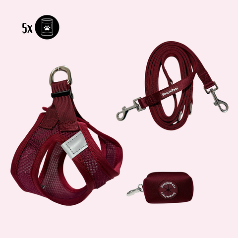 Step-In Geschirr Set mit 2,5m verstellbare Führ/Handsfreeleine