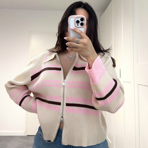 Striped Zip Cardigan Clara